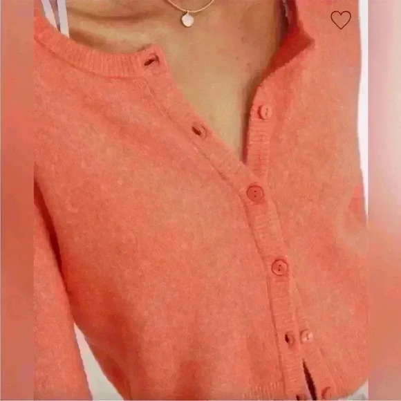 NWT Aerie Campus Cool Plush Cardigan Orange Wool Alpaca Soft Blend Size XXS - Picture 3 of 7